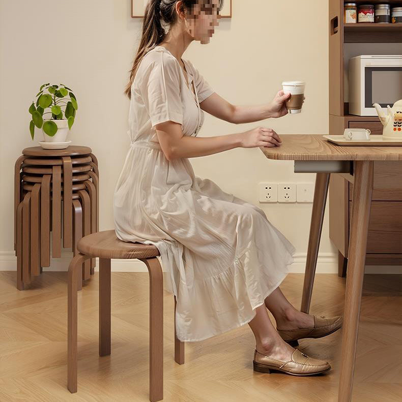 Moderner minimalistischer Massivholz-Rundstuhl für das Wohnzimmer 