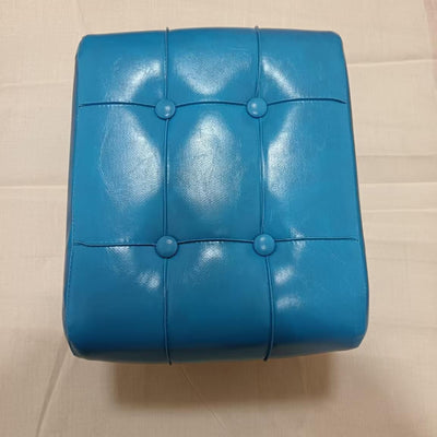 Contemporary Scandinavian PU Leather Solid Wood Metal Rectangular Low Stool For Living Room