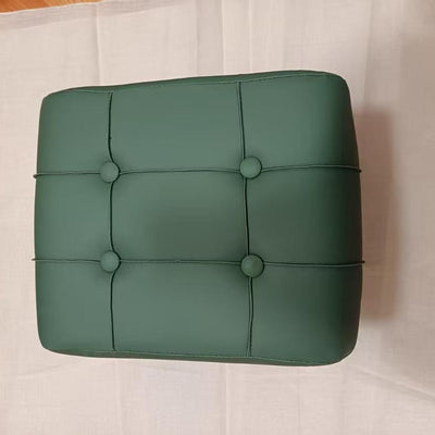 Contemporary Scandinavian PU Leather Solid Wood Metal Rectangular Low Stool For Living Room