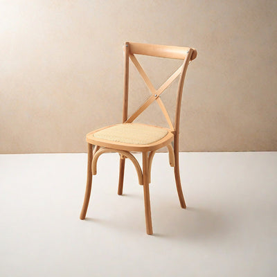 Contemporary Scandinavian Solid Wood Rattan Curved Square Dining Chair With Backrest For Dining Room
