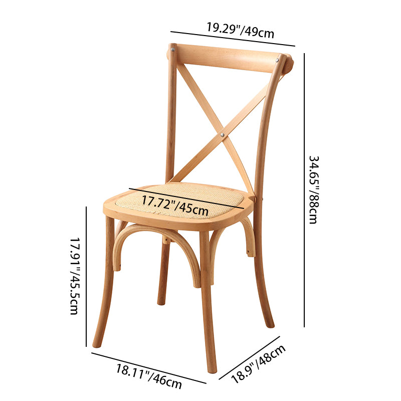 Contemporary Scandinavian Solid Wood Rattan Curved Square Dining Chair With Backrest For Dining Room