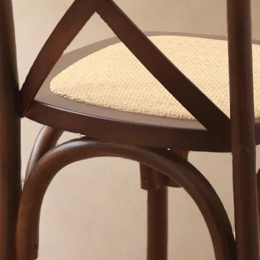 Contemporary Scandinavian Solid Wood Rattan Curved Square Dining Chair With Backrest For Dining Room