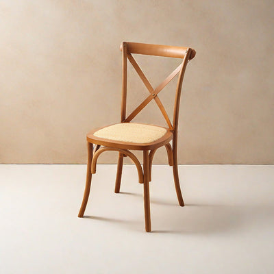 Contemporary Scandinavian Solid Wood Rattan Curved Square Dining Chair With Backrest For Dining Room