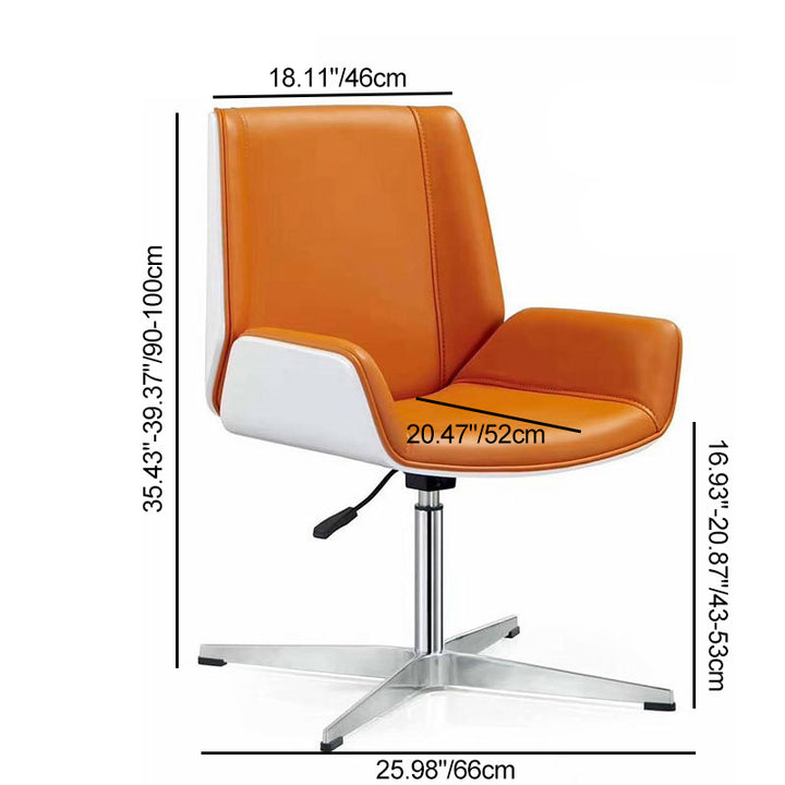 Contemporary Scandinavian PU Leather Wood Aluminum Curved Rectangular Desk Chair With Backrest For Home Office
