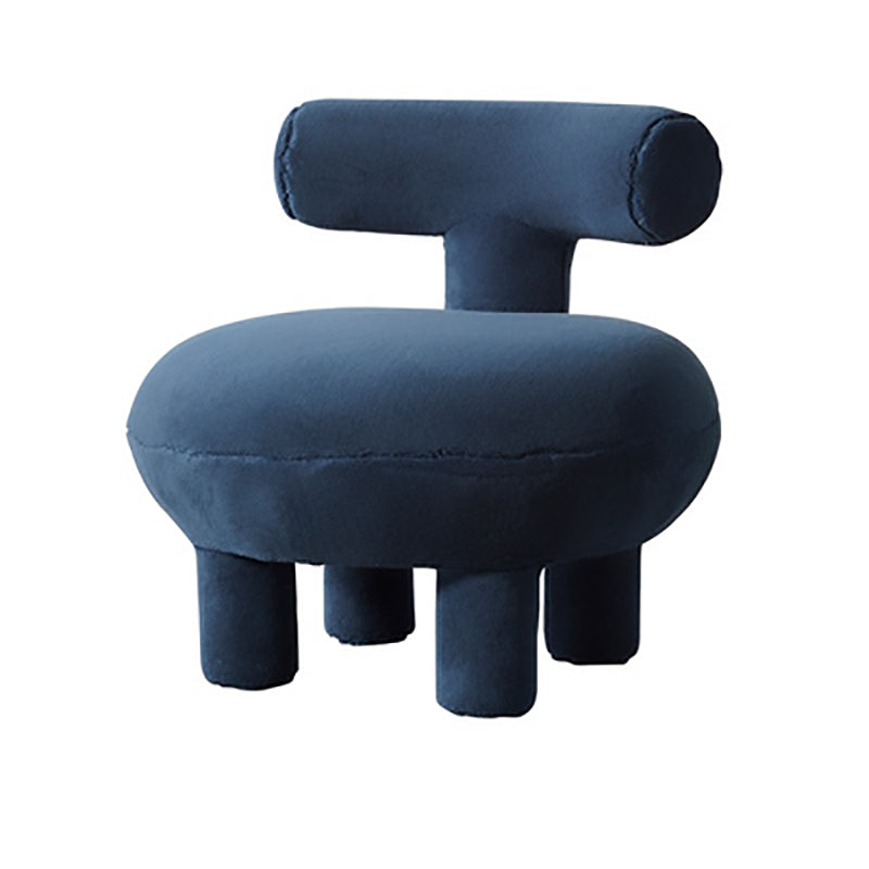 Contemporary Creative Lambswool Solid Wood Curved Round Kids Accent Chair With Backrest For Living Room