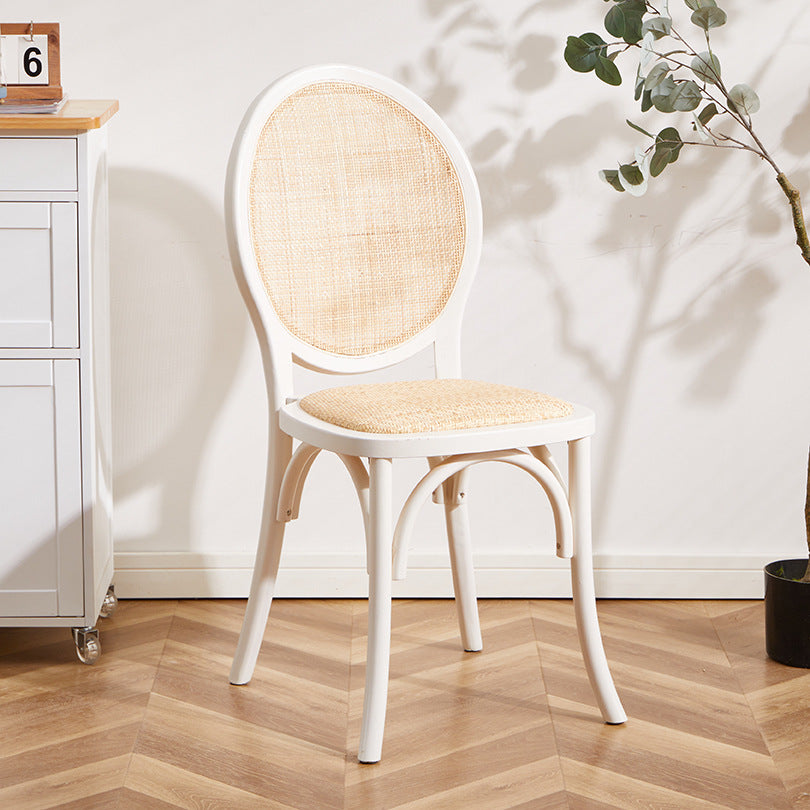 Chaise de salle à manger contemporaine scandinave en rotin et bois massif ovale carrée avec dossier pour salle à manger 