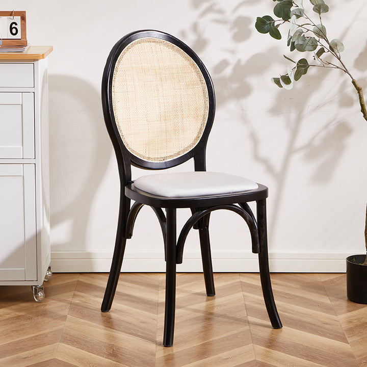 Chaise de salle à manger contemporaine scandinave en rotin et bois massif ovale carrée avec dossier pour salle à manger 
