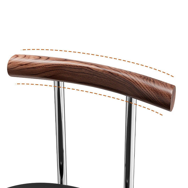 Contemporary Scandinavian Leather Metal Solid Wood Rounded Rectangular Dining Chair With Backrest For Dining Room