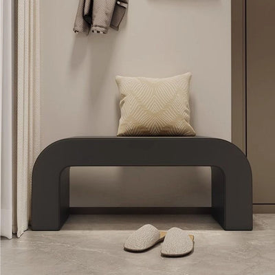 Contemporary Creative PU Leather Wood Rounded Rectangular Footstool Bench For Living Room