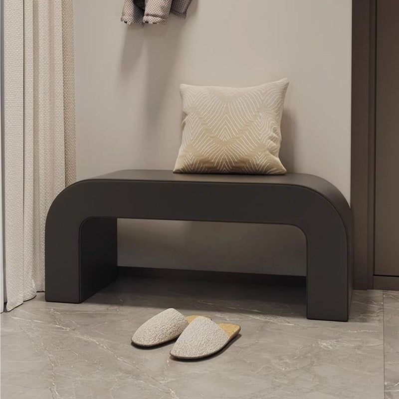 Banc repose-pieds rectangulaire arrondi en bois et cuir PU créatif contemporain pour salon 