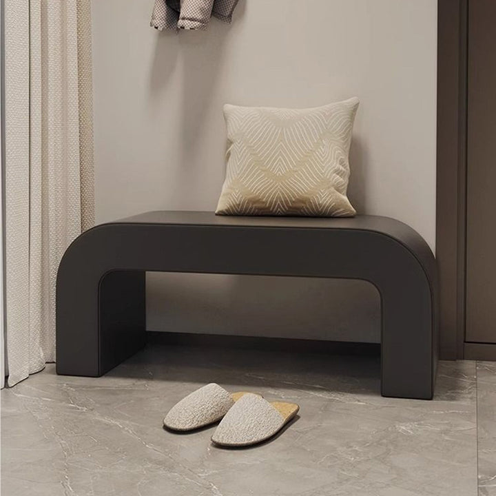 Banc repose-pieds rectangulaire arrondi en bois et cuir PU créatif contemporain pour salon 