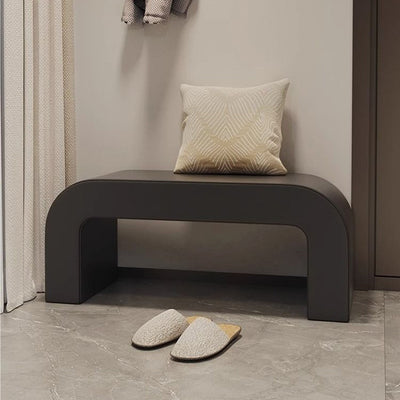 Contemporary Creative PU Leather Wood Rounded Rectangular Footstool Bench For Living Room