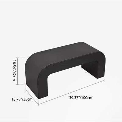 Contemporary Creative PU Leather Wood Rounded Rectangular Footstool Bench For Living Room