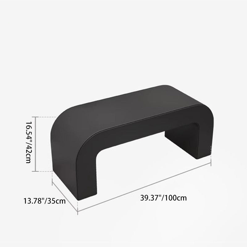 Contemporary Creative PU Leather Wood Rounded Rectangular Footstool Bench For Living Room