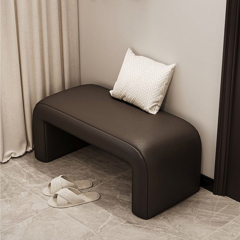 Contemporary Creative PU Leather Wood Rounded Rectangular Footstool Bench For Living Room
