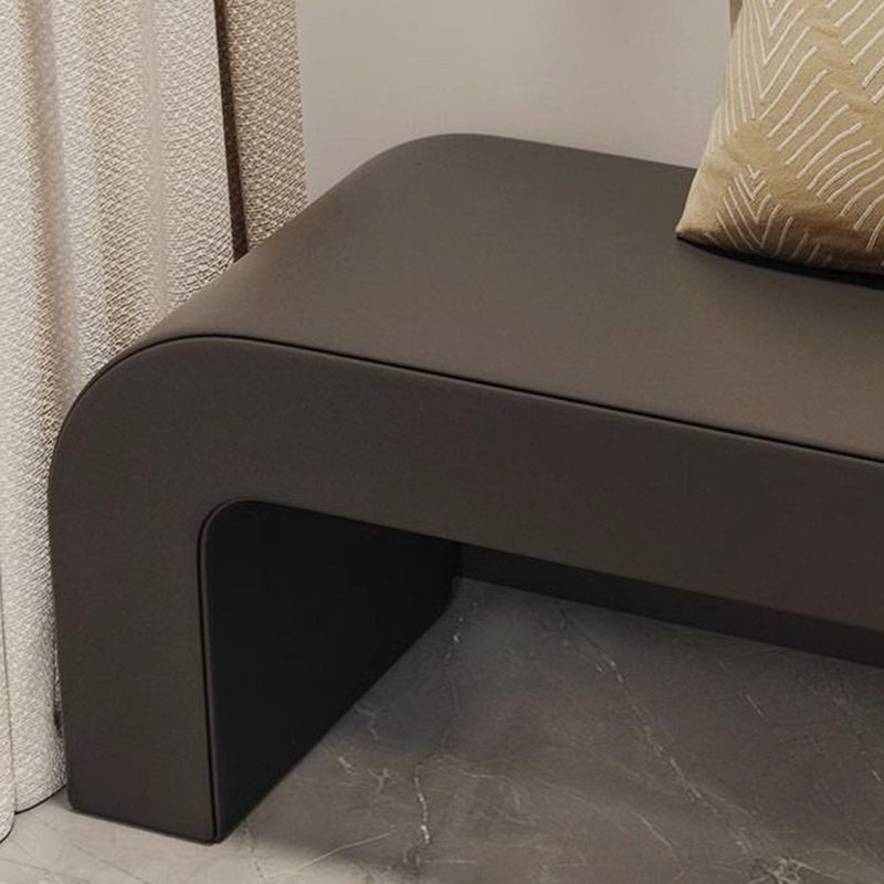 Banc repose-pieds rectangulaire arrondi en bois et cuir PU créatif contemporain pour salon 