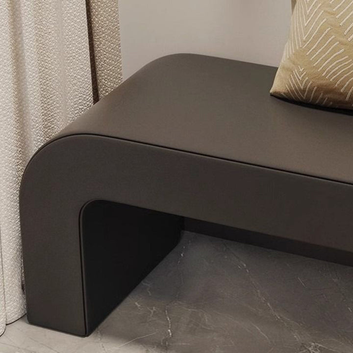 Banc repose-pieds rectangulaire arrondi en bois et cuir PU créatif contemporain pour salon 