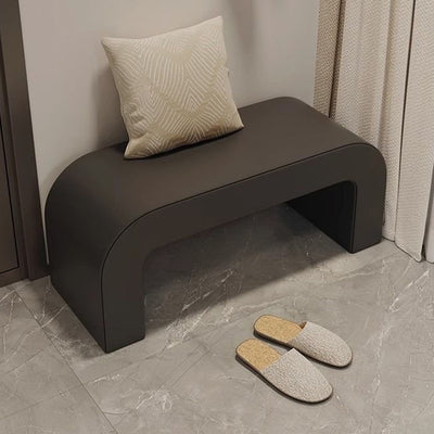 Contemporary Creative PU Leather Wood Rounded Rectangular Footstool Bench For Living Room