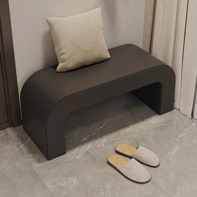 Contemporary Creative PU Leather Wood Rounded Rectangular Footstool Bench For Living Room