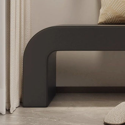 Contemporary Creative PU Leather Wood Rounded Rectangular Footstool Bench For Living Room