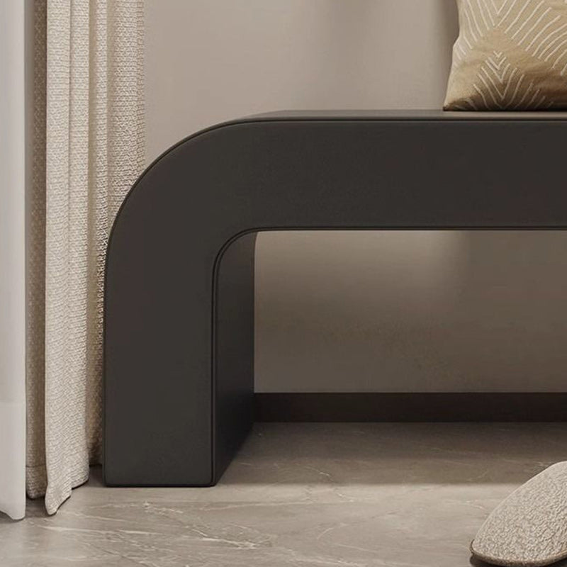Contemporary Creative PU Leather Wood Rounded Rectangular Footstool Bench For Living Room