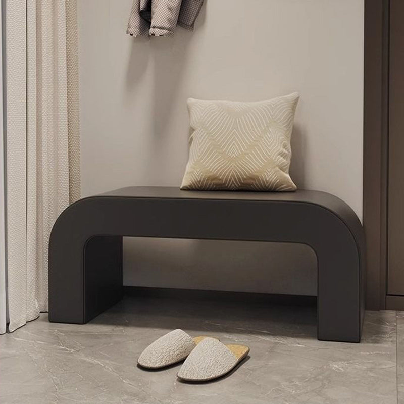 Banc repose-pieds rectangulaire arrondi en bois et cuir PU créatif contemporain pour salon 