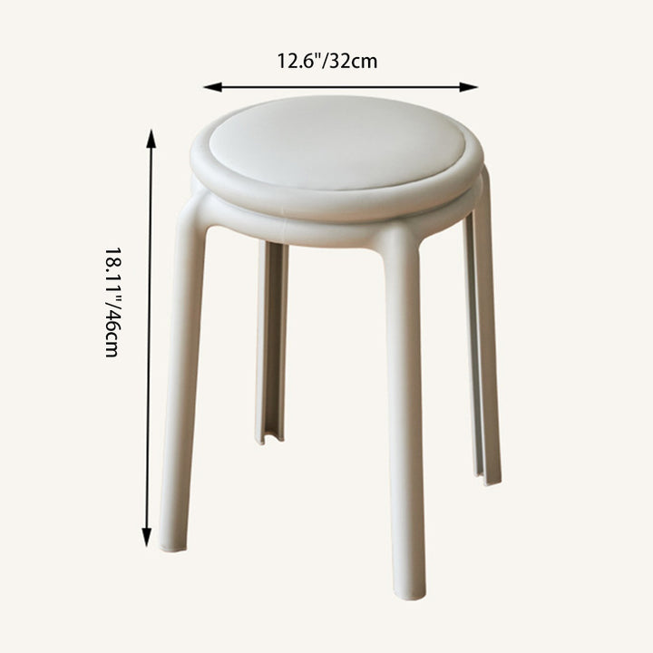 Silla Redonda PP de Cuero PU Minimalista Moderna para Sala de Estar 