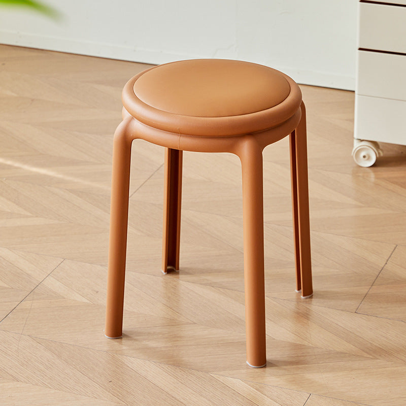 Silla Redonda PP de Cuero PU Minimalista Moderna para Sala de Estar 