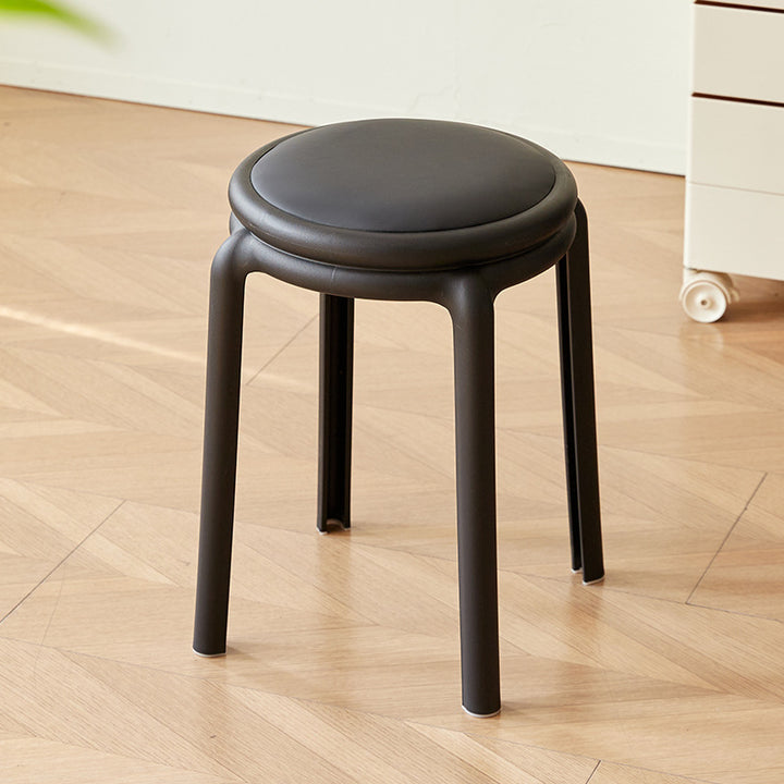 Silla Redonda PP de Cuero PU Minimalista Moderna para Sala de Estar 