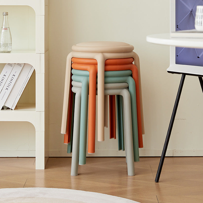 Silla Redonda PP de Cuero PU Minimalista Moderna para Sala de Estar 