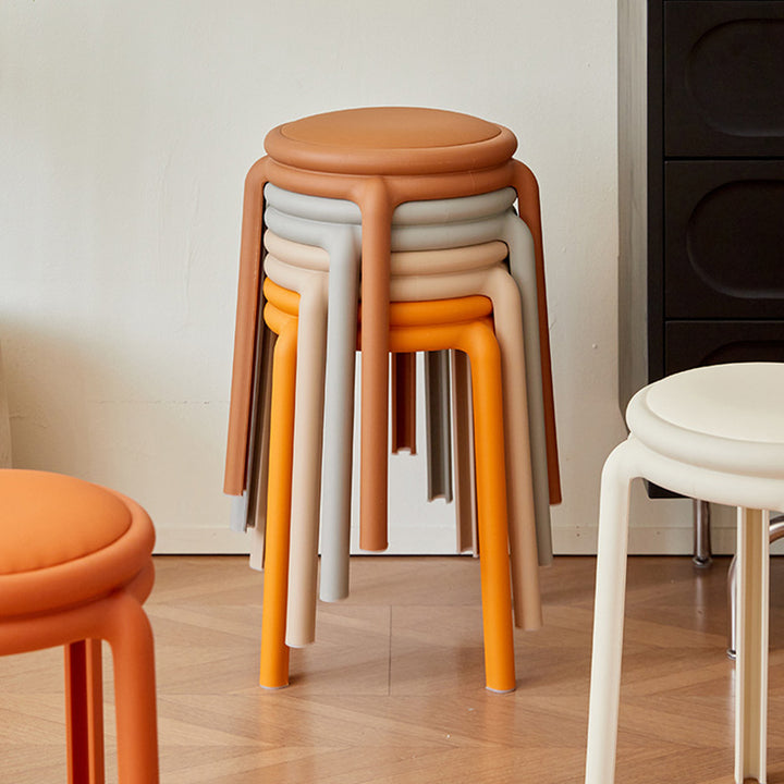 Silla Redonda PP de Cuero PU Minimalista Moderna para Sala de Estar 