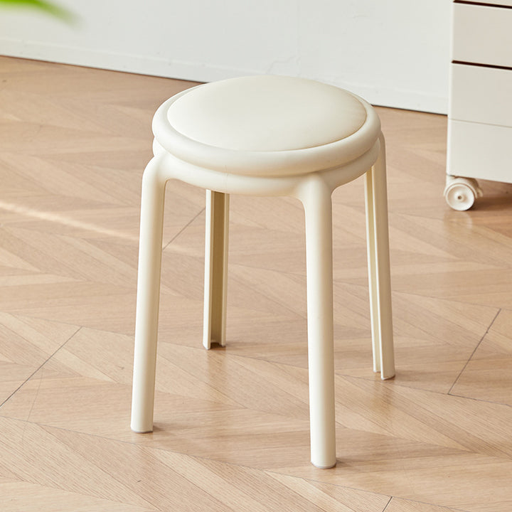 Silla Redonda PP de Cuero PU Minimalista Moderna para Sala de Estar 