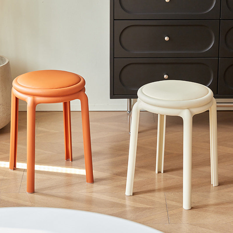 Silla Redonda PP de Cuero PU Minimalista Moderna para Sala de Estar 