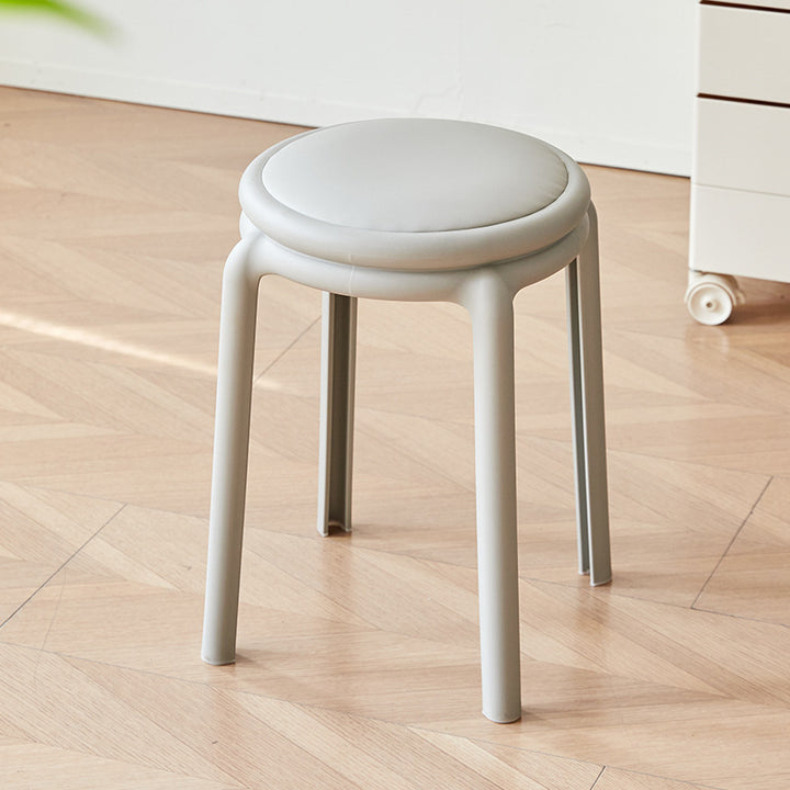 Silla Redonda PP de Cuero PU Minimalista Moderna para Sala de Estar 