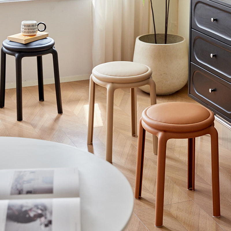 Silla Redonda PP de Cuero PU Minimalista Moderna para Sala de Estar 