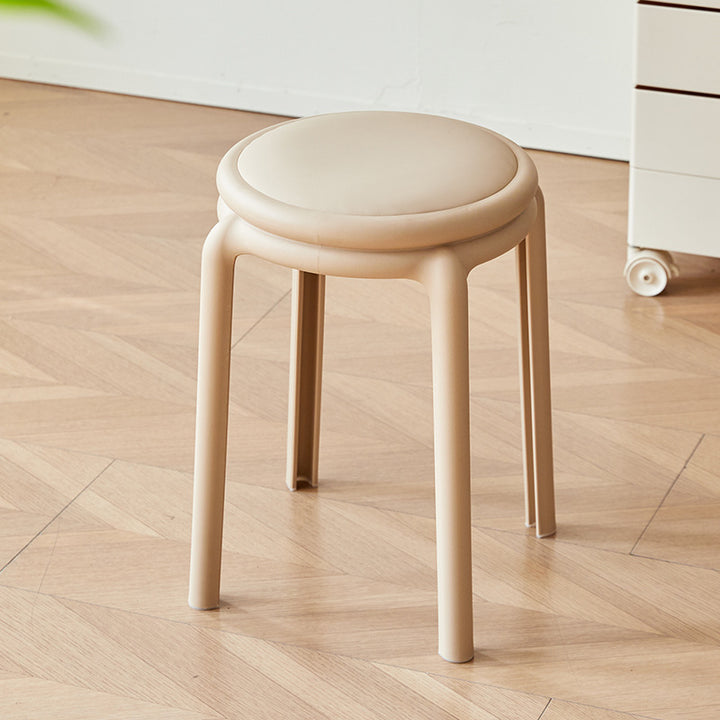 Silla Redonda PP de Cuero PU Minimalista Moderna para Sala de Estar 
