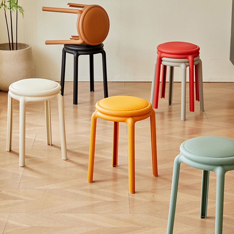 Silla Redonda PP de Cuero PU Minimalista Moderna para Sala de Estar 