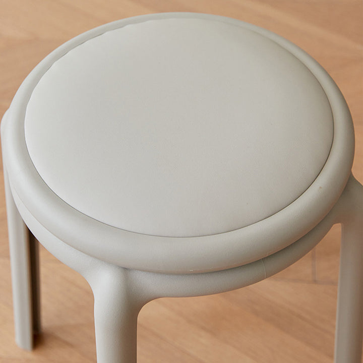 Silla Redonda PP de Cuero PU Minimalista Moderna para Sala de Estar 