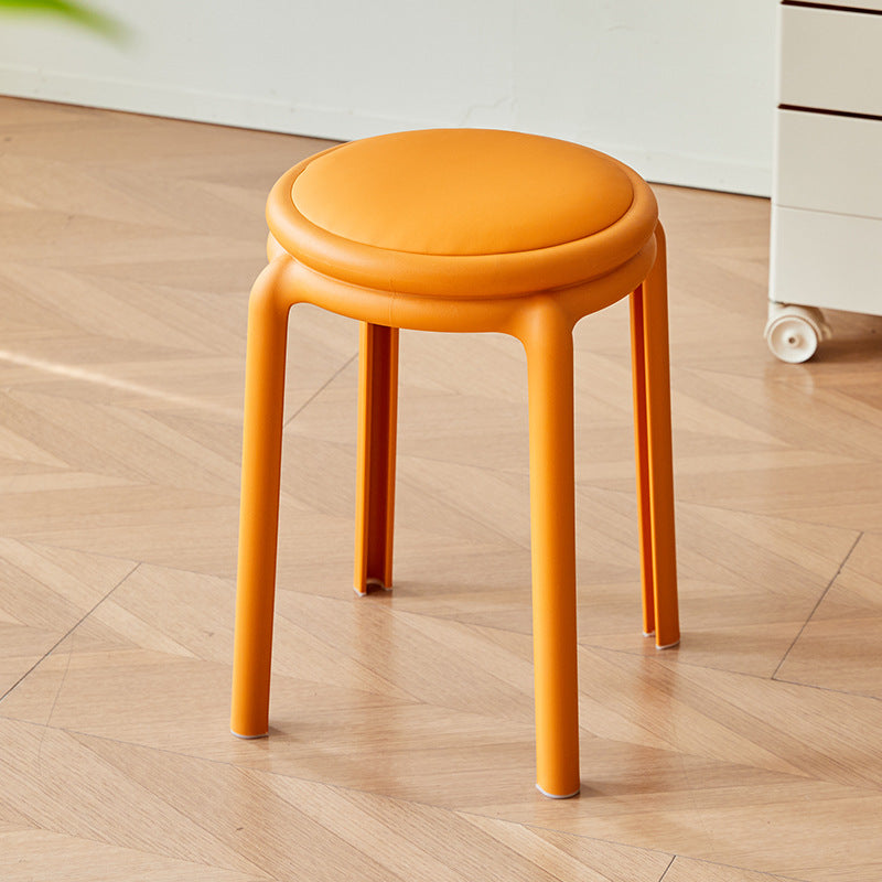 Silla Redonda PP de Cuero PU Minimalista Moderna para Sala de Estar 