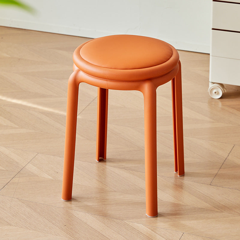 Silla Redonda PP de Cuero PU Minimalista Moderna para Sala de Estar 