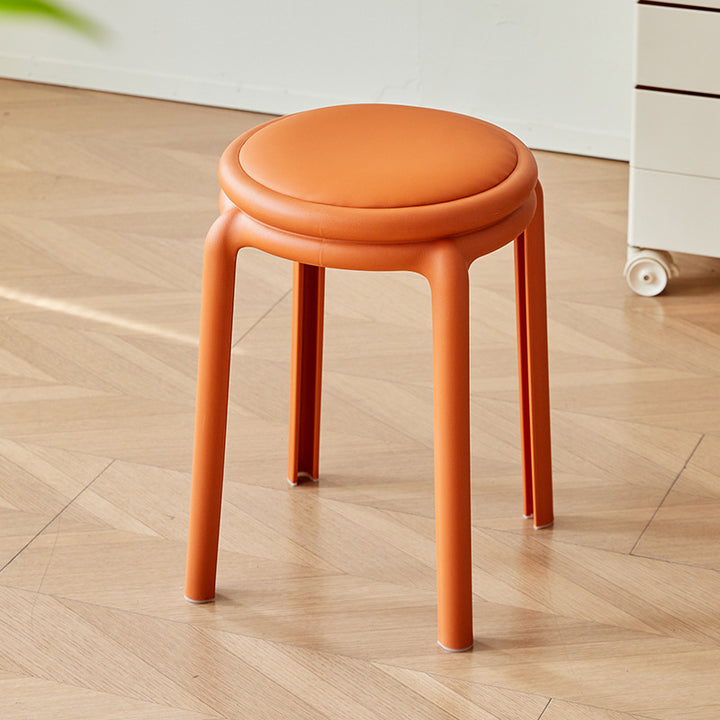 Silla Redonda PP de Cuero PU Minimalista Moderna para Sala de Estar 