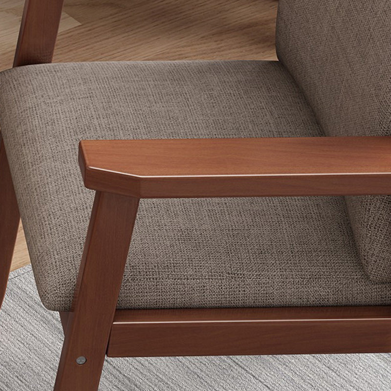 Silla de comedor rectangular moderna minimalista de madera maciza y tela con respaldo y reposabrazos para comedor 