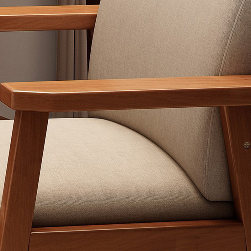Silla de comedor rectangular moderna minimalista de madera maciza y tela con respaldo y reposabrazos para comedor 