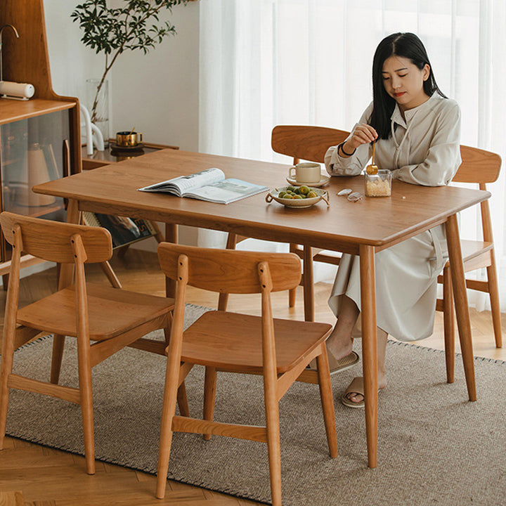Traditioneller japanischer Kirschholz gebogener quadratischer Esszimmerstuhl mit Rückenlehne für das Esszimmer 