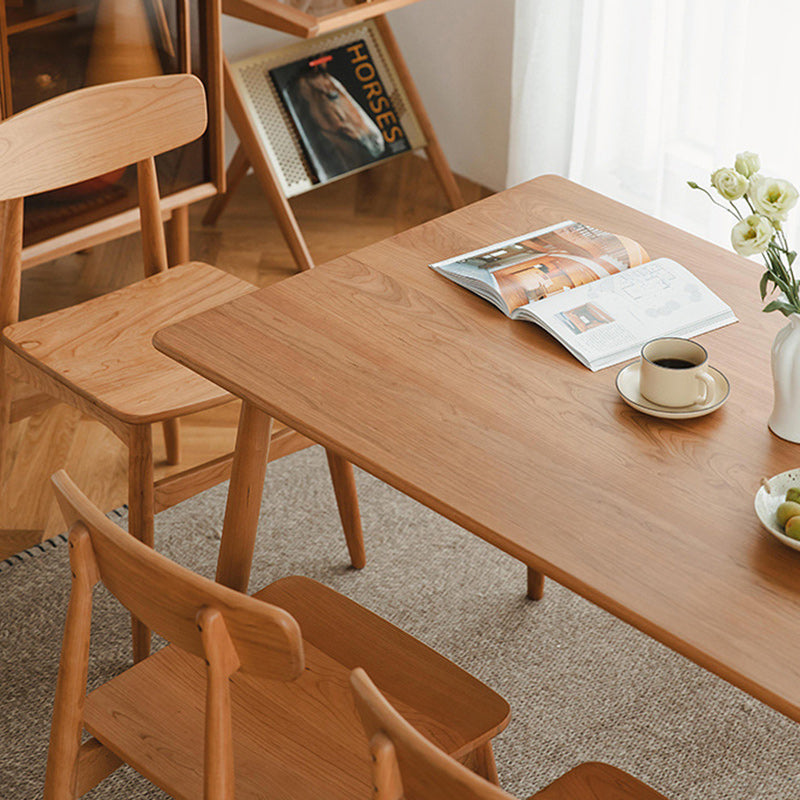 Traditioneller japanischer Kirschholz gebogener quadratischer Esszimmerstuhl mit Rückenlehne für das Esszimmer 