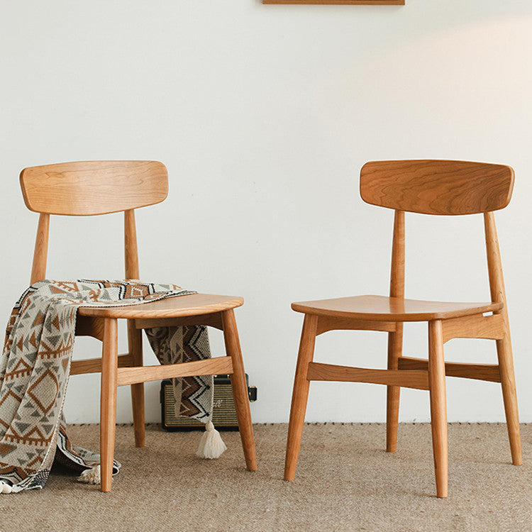 Traditioneller japanischer Kirschholz gebogener quadratischer Esszimmerstuhl mit Rückenlehne für das Esszimmer 