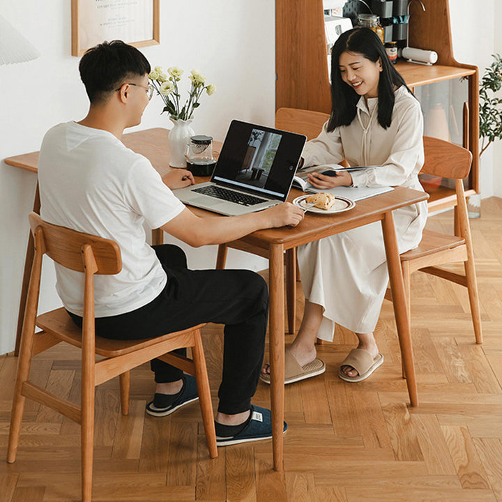 Traditioneller japanischer Kirschholz gebogener quadratischer Esszimmerstuhl mit Rückenlehne für das Esszimmer 