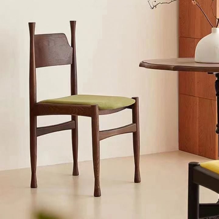 Silla de comedor cuadrada cilíndrica de madera maciza con tapizado Sherpa de estilo chino tradicional y respaldo para comedor 