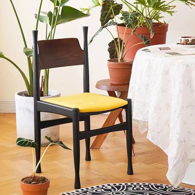 Silla de comedor cuadrada cilíndrica de madera maciza con tapizado Sherpa de estilo chino tradicional y respaldo para comedor 