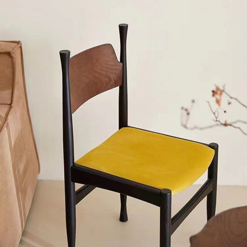Silla de comedor cuadrada cilíndrica de madera maciza con tapizado Sherpa de estilo chino tradicional y respaldo para comedor 